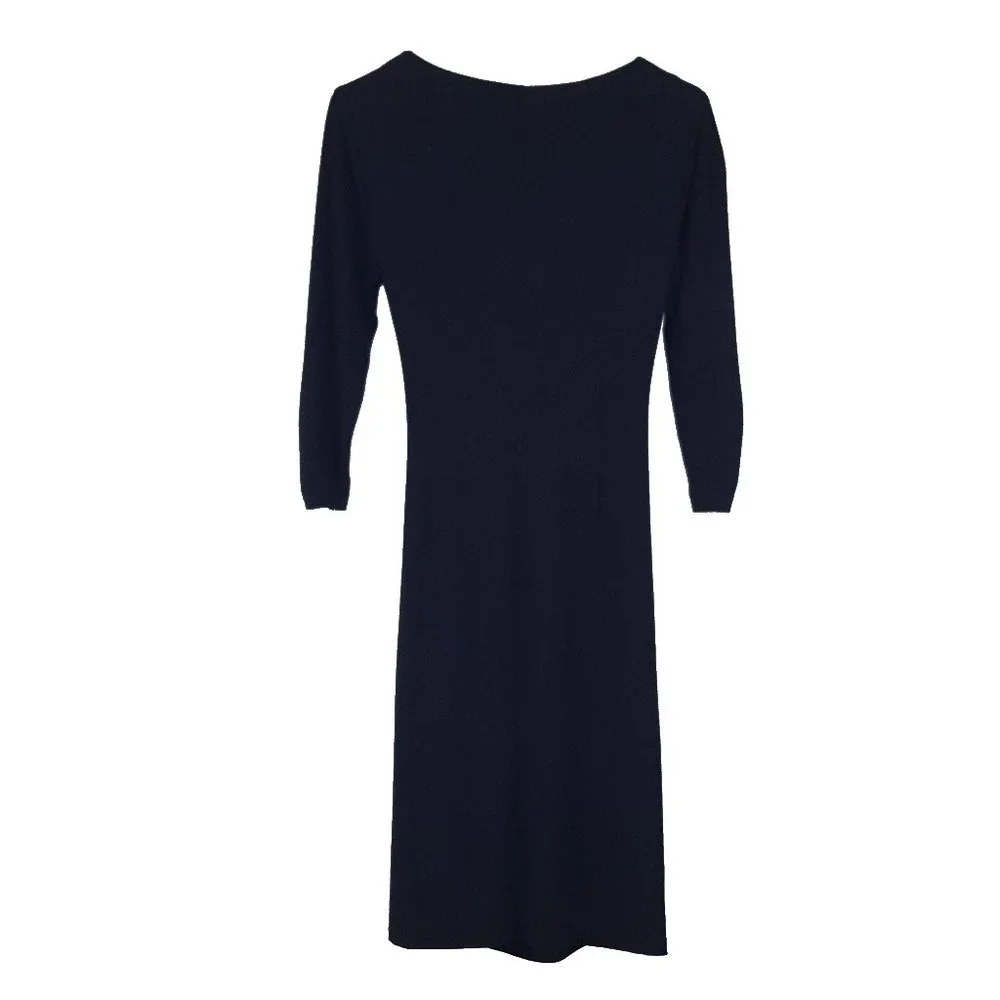 NEW Lauren Ralph Lauren Belair Ruched Sheath Dress Plunge Neck Solid Black - Picture 4 of 4